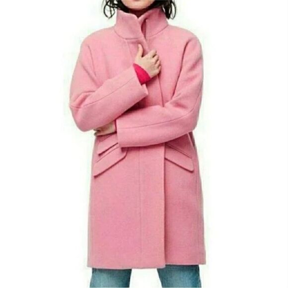 J.Crew Cocoon Bubblegum Pink Italian Stadium Cloth Wool Coat - Picture 2 of 11